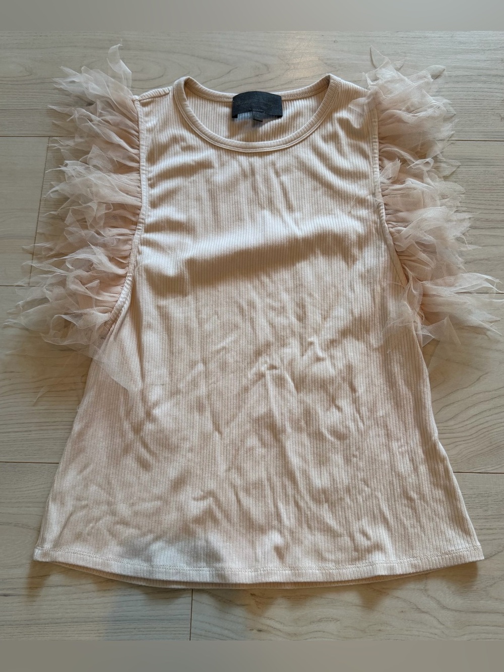 Sunday in Brooklyn Pale Pink Ruffle Sleeve Tank Top